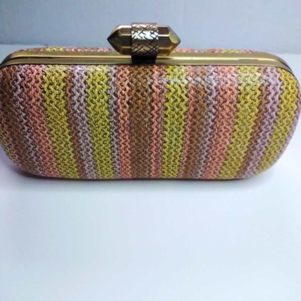 Vintage Glamour: House of Harrow 1960 Two-Toned Clutch in Golden Yellow.